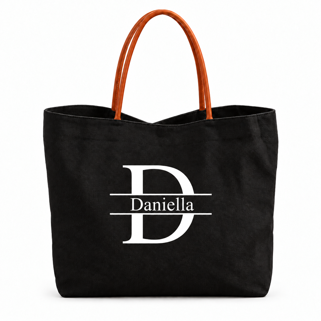 Custom Initial & Name Handbag – Minimalist Personalized Tote Bag for Women