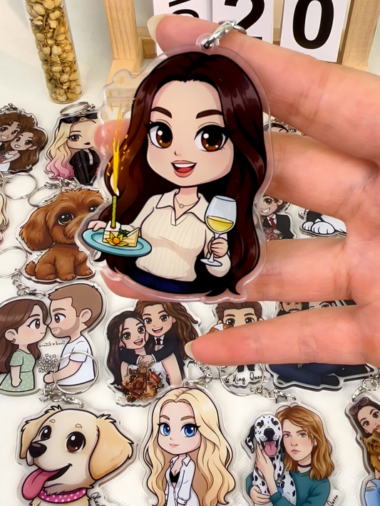 Custom Cartoon Keychain: Turn Your Photo into a Chibi Masterpiece, Best Gift Idea!