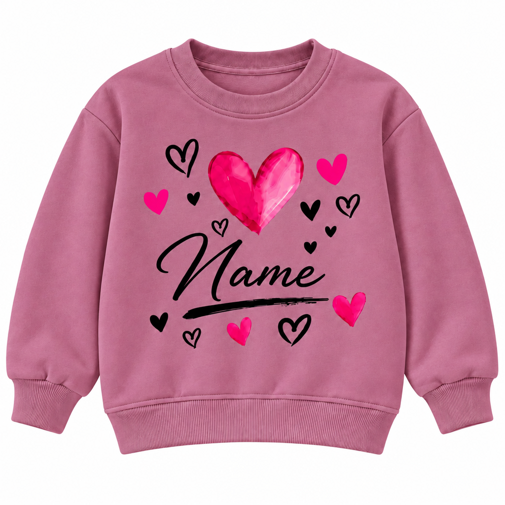 Custom Name Love Heart Sweatshirt – Personalized Kids Clothing for Everyday Wear