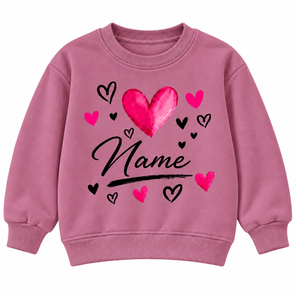 Custom Name Love Heart Sweatshirt – Personalized Kids Clothing for Everyday Wear