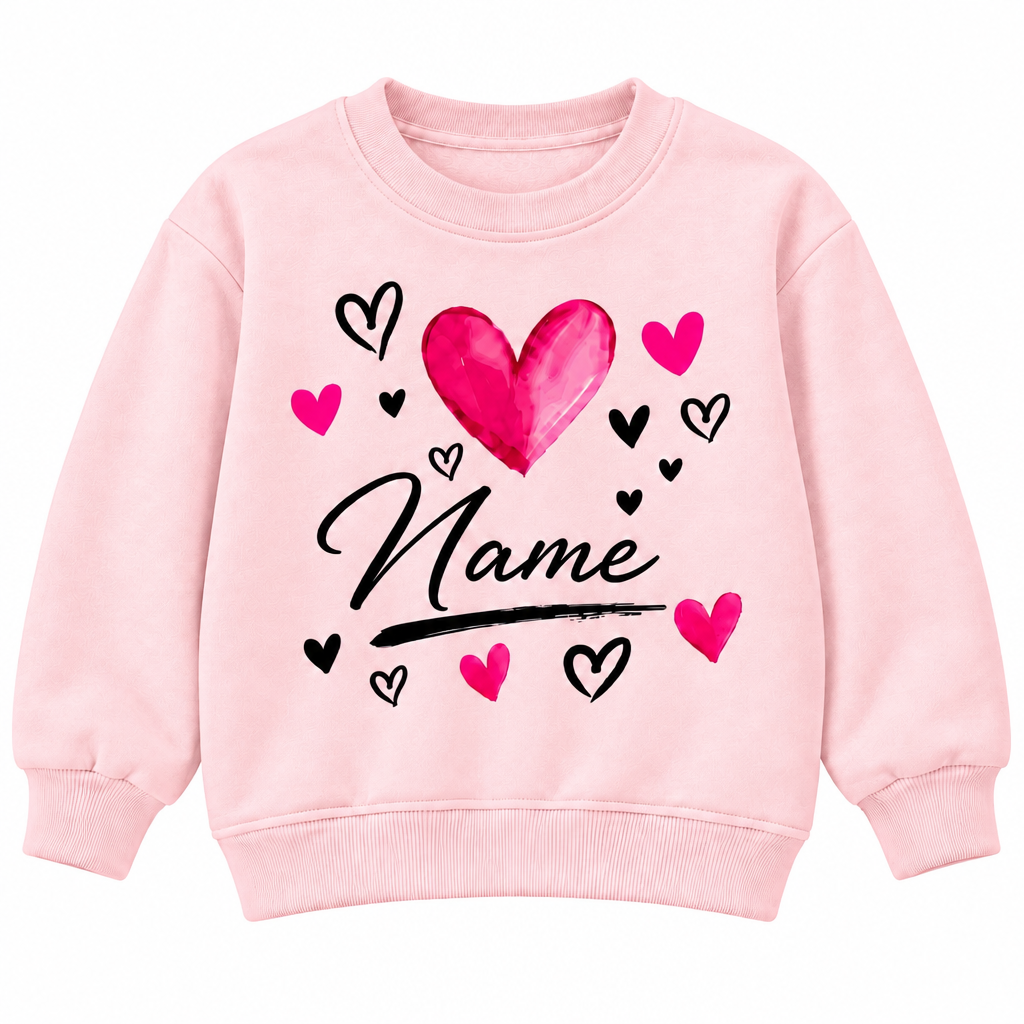 Custom Name Love Heart Sweatshirt – Personalized Kids Clothing for Everyday Wear