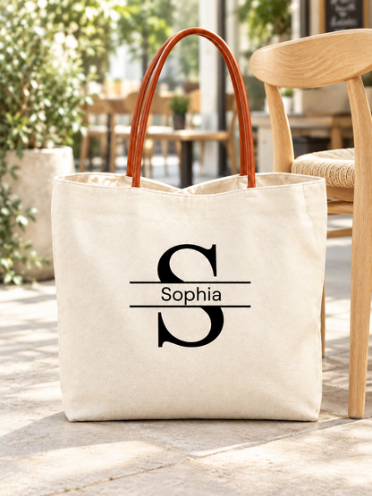 Custom Initial & Name Handbag – Minimalist Personalized Tote Bag for Women