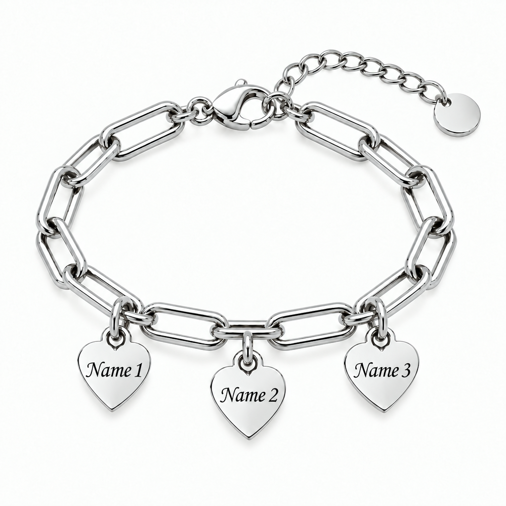 Personalized Heart Charm Bracelet with Custom Names – A Gift Full of Love