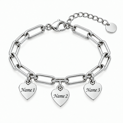 Personalized Heart Charm Bracelet with Custom Names – A Gift Full of Love
