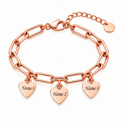Personalized Heart Charm Bracelet with Custom Names – A Gift Full of Love