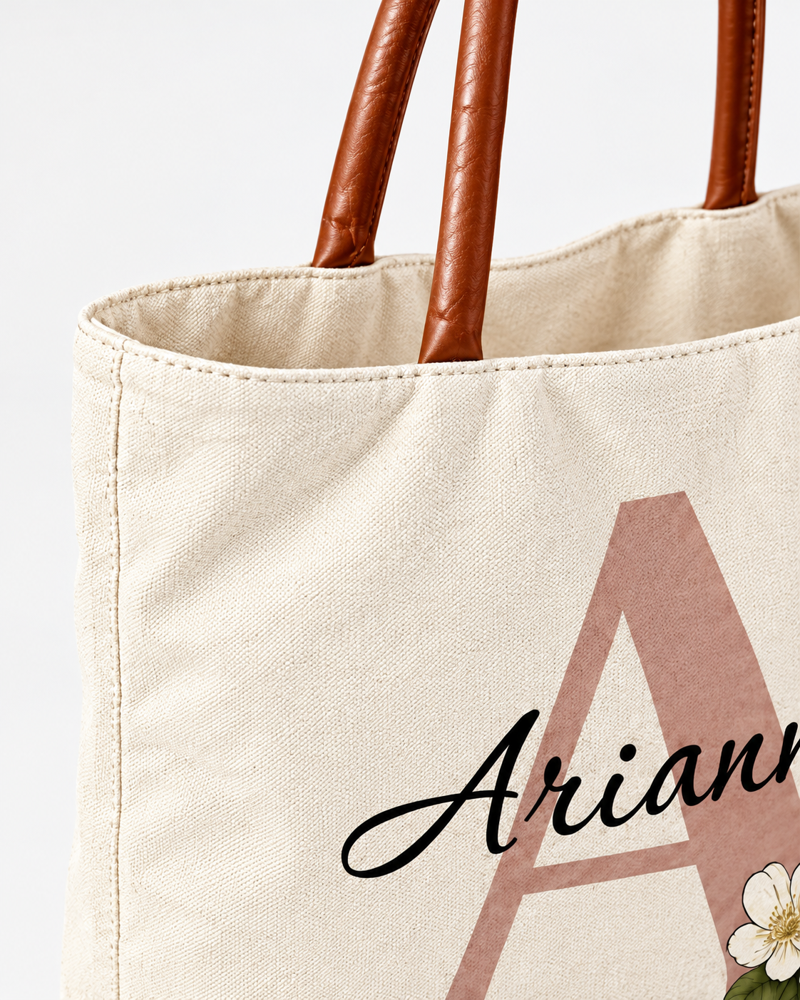 Personalized Flower Initial Tote Bag – Custom Name, Chic & Elegant Everyday Bag