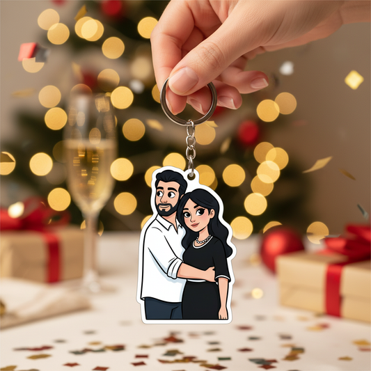 Best Gift Idea! Your Pet, Your Loved Ones, Custom Chibi Portrait Keychain for Every Occasion.