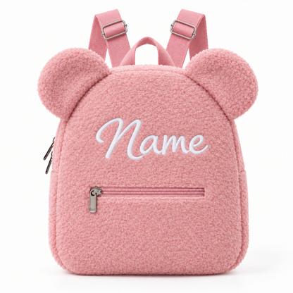 Personalized Teddy Bear Backpack with Custom Name – Cute Plush Backpack for Kids