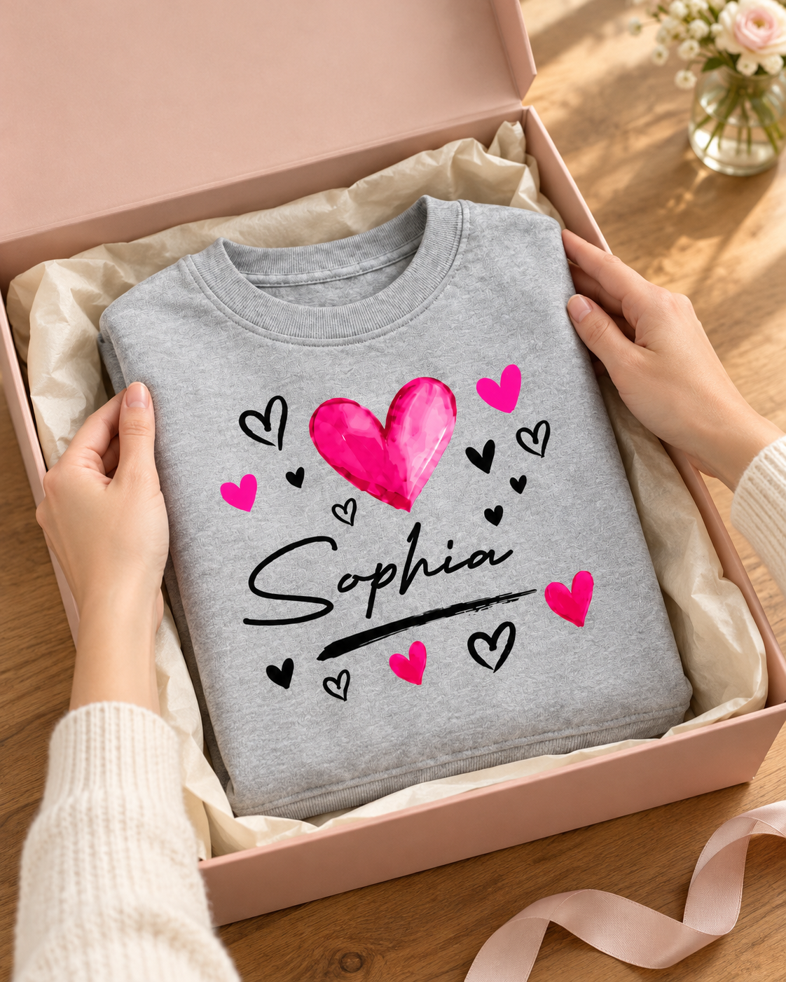 Custom Name Love Heart Sweatshirt – Personalized Kids Clothing for Everyday Wear