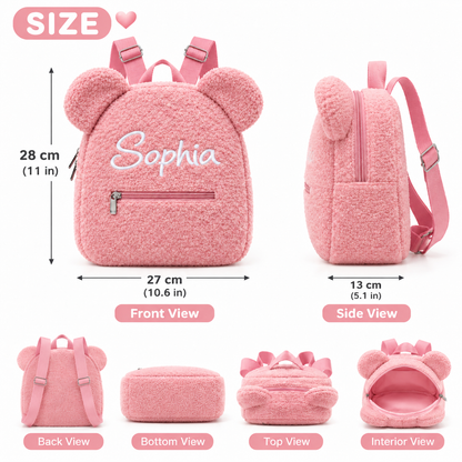 Personalized Teddy Bear Backpack with Custom Name – Cute Plush Backpack for Kids