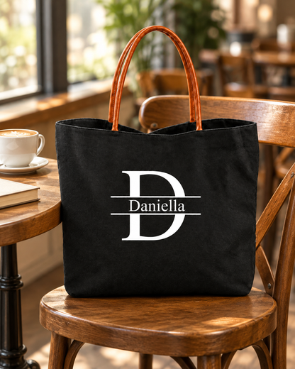 Custom Initial & Name Handbag – Minimalist Personalized Tote Bag for Women