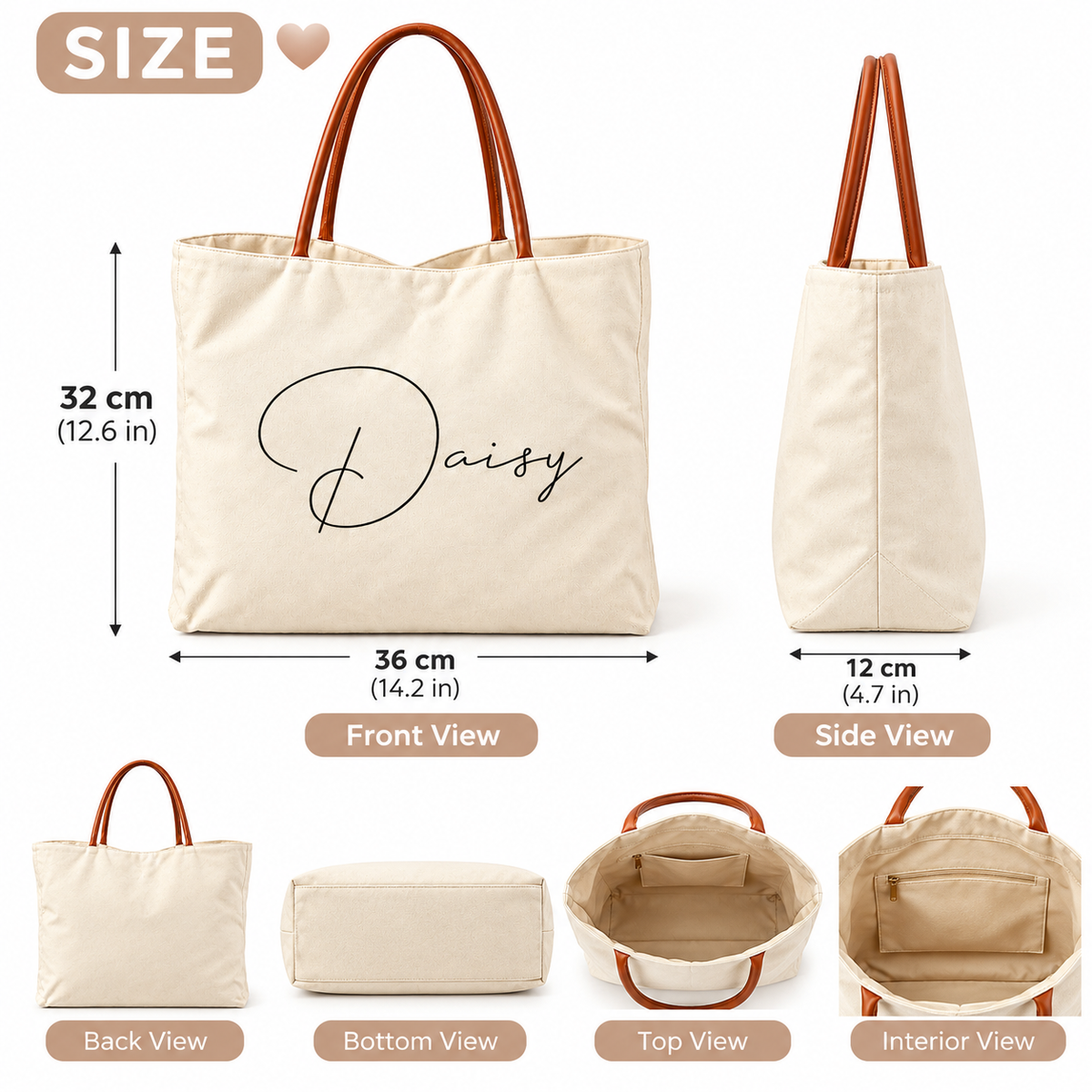 Personalized Tote Bag for Her – Input Your Name, Create Your Own Stylish Bag