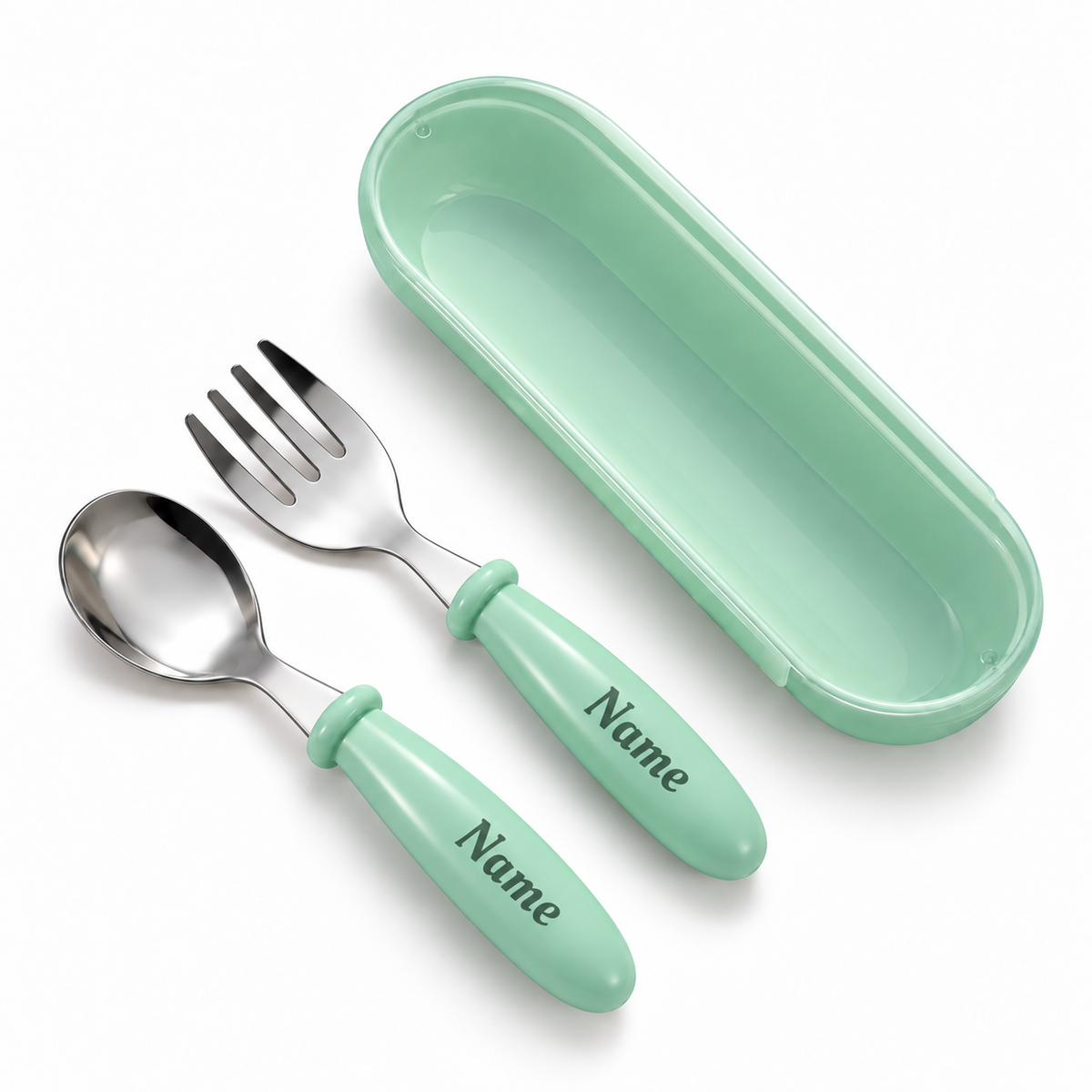 Custom Name Engraved Utensil Set – Personalized Stainless Steel Spoon and Fork