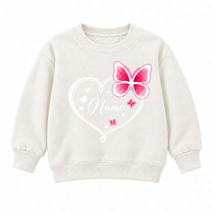 Personalized Kids Butterfly Name Sweatshirt – Cute Heart Design Custom Pullover for Girls
