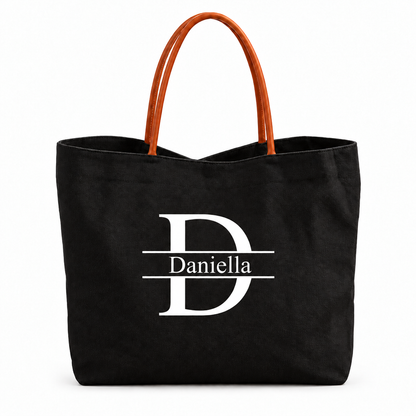 Custom Initial & Name Handbag – Minimalist Personalized Tote Bag for Women