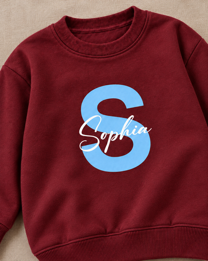 Personalized Initial & Name Sweatshirt for Kids – Custom Letter Pullover, Cute Gift for Girls and Boys
