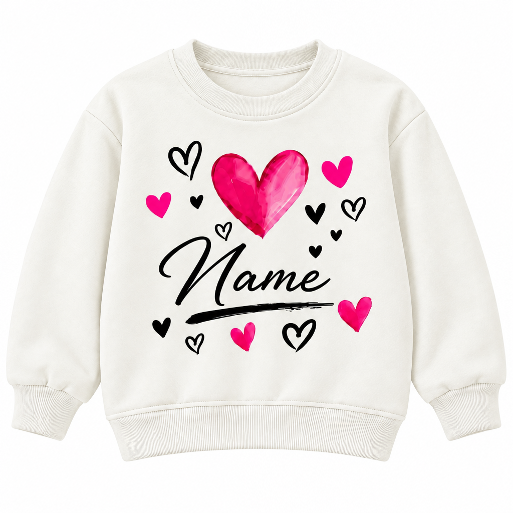 Custom Name Love Heart Sweatshirt – Personalized Kids Clothing for Everyday Wear