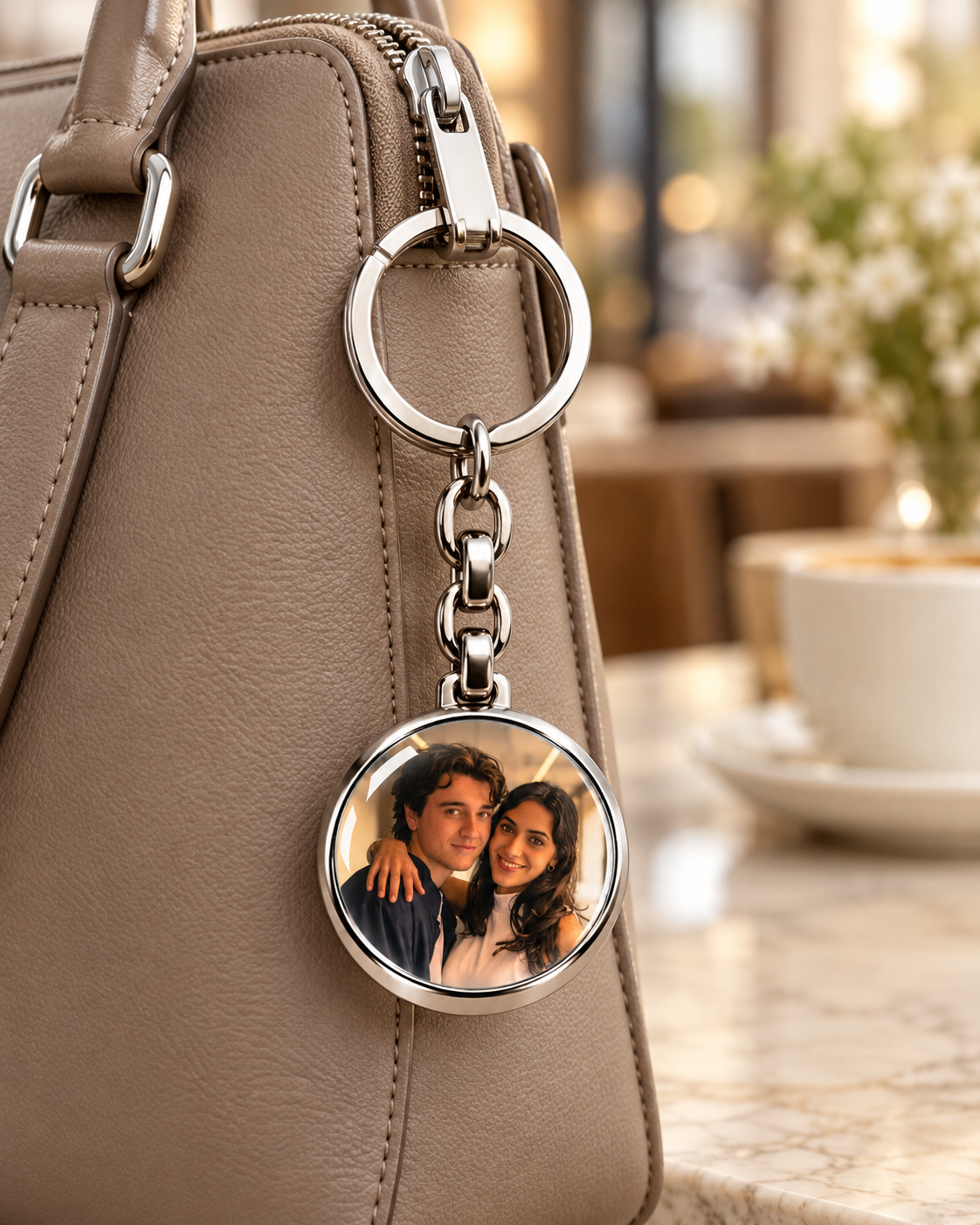 A melhor ideia de presente! O seu animal de estimação, os seus entes queridos, porta-chaves personalizado com retrato chibi para todas as ocasiões.