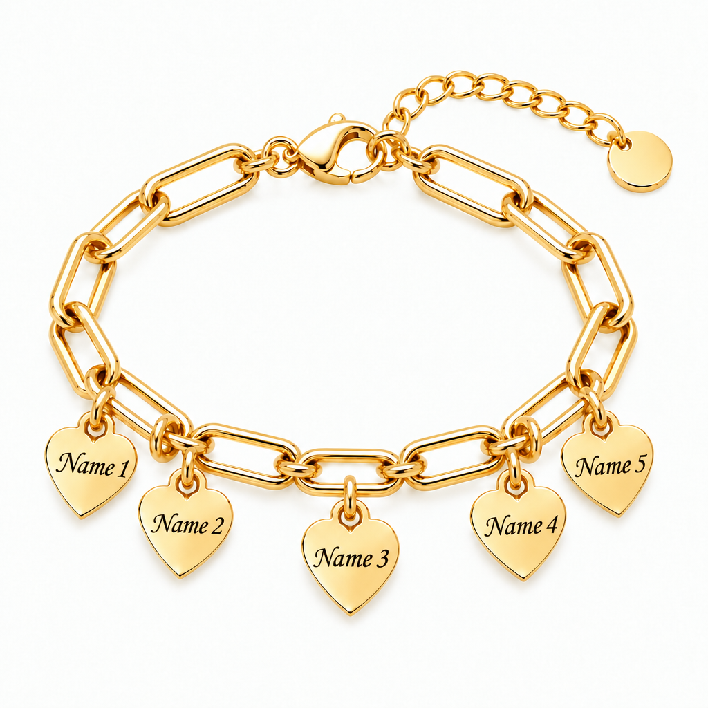 Personalized Heart Charm Bracelet with Custom Names – A Gift Full of Love