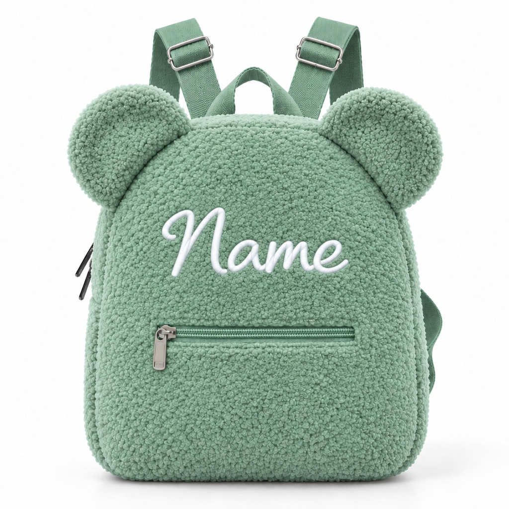 Personalized Teddy Bear Backpack with Custom Name – Cute Plush Backpack for Kids