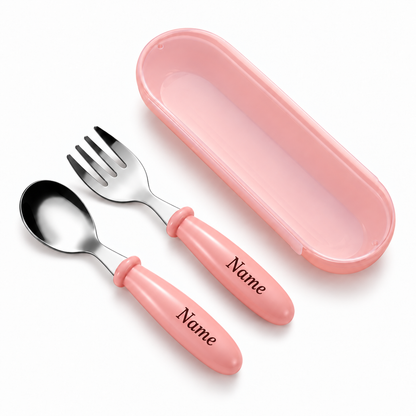 Custom Name Engraved Utensil Set – Personalized Stainless Steel Spoon and Fork