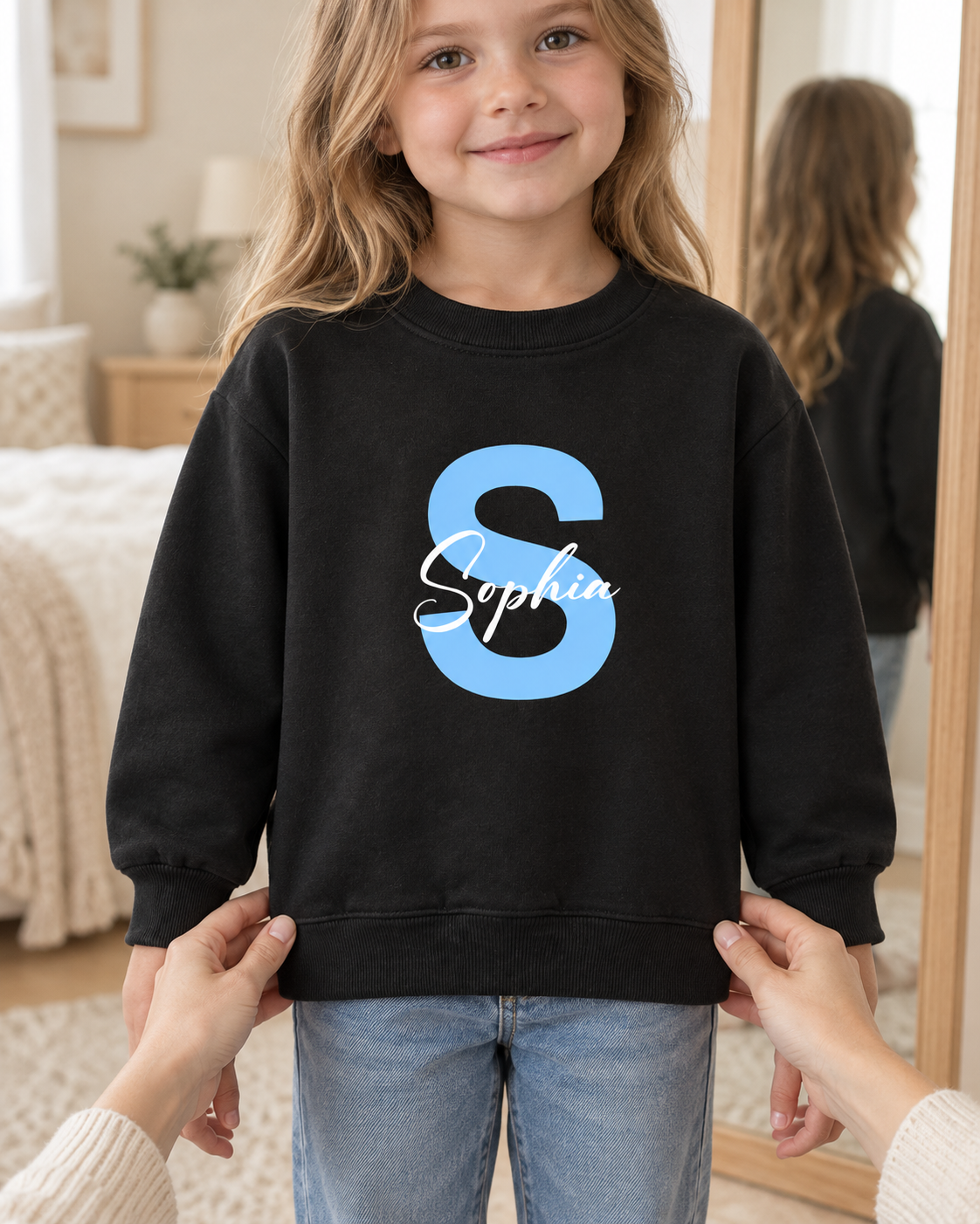 Personalized Initial & Name Sweatshirt for Kids – Custom Letter Pullover, Cute Gift for Girls and Boys
