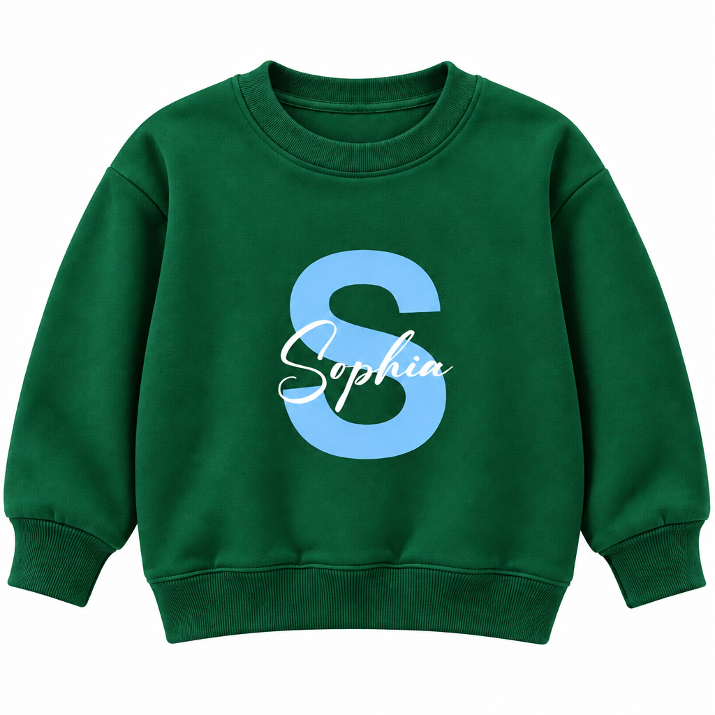 Personalized Initial & Name Sweatshirt for Kids – Custom Letter Pullover, Cute Gift for Girls and Boys