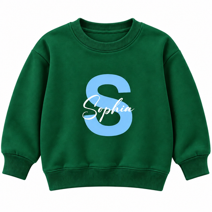 Personalized Initial & Name Sweatshirt for Kids – Custom Letter Pullover, Cute Gift for Girls and Boys