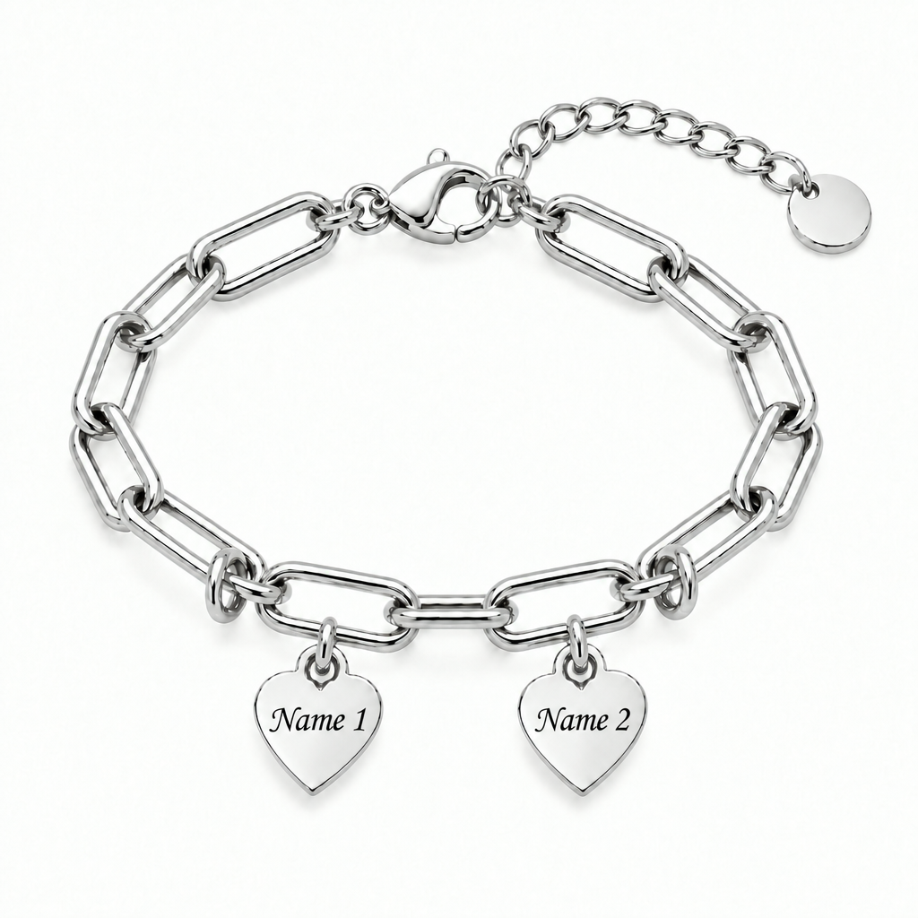 Personalized Heart Charm Bracelet with Custom Names – A Gift Full of Love