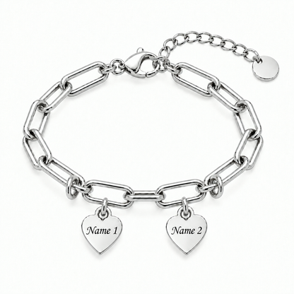 Personalized Heart Charm Bracelet with Custom Names – A Gift Full of Love
