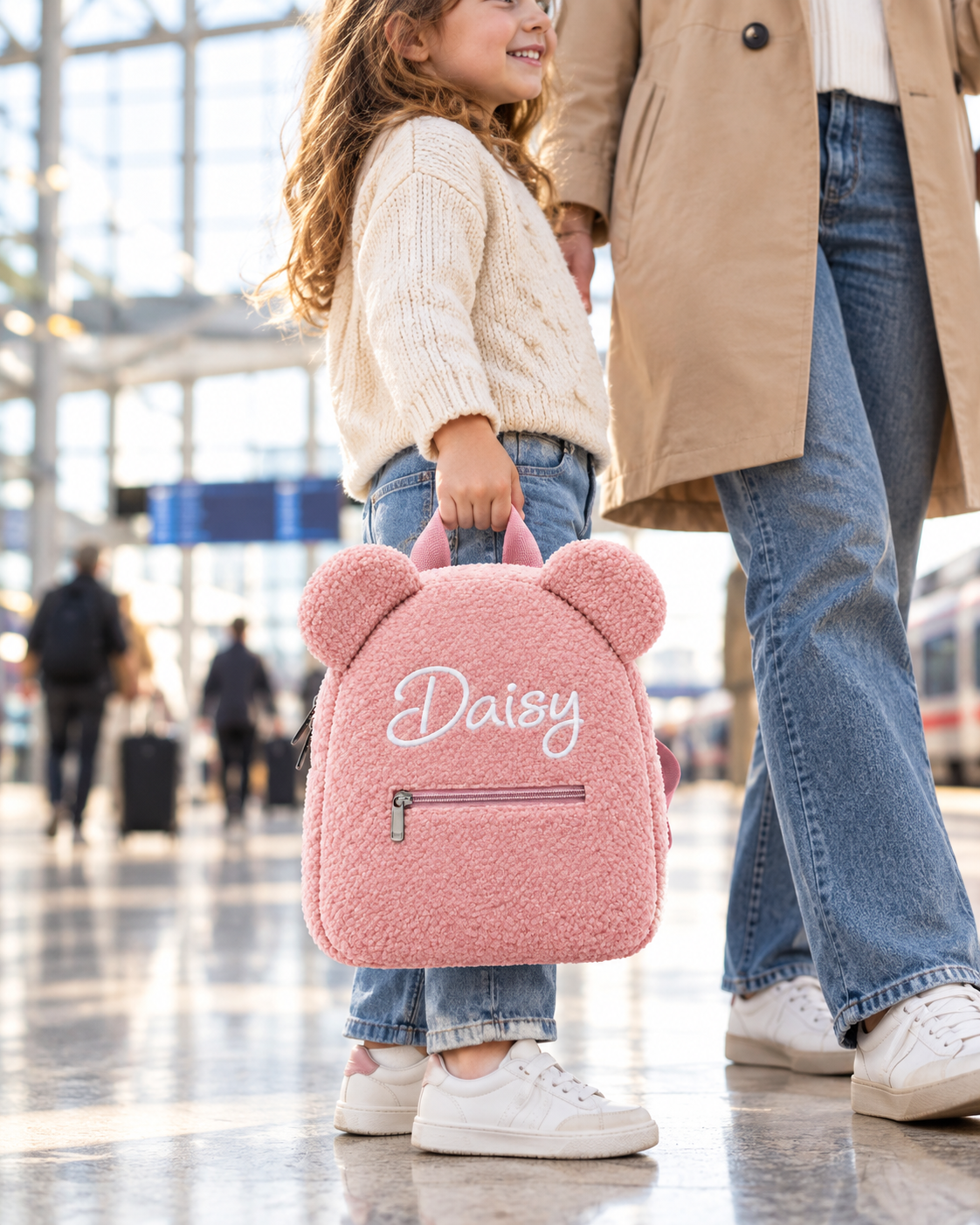 Personalized Teddy Bear Backpack with Custom Name – Cute Plush Backpack for Kids