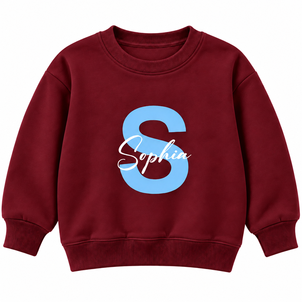 Personalized Initial & Name Sweatshirt for Kids – Custom Letter Pullover, Cute Gift for Girls and Boys