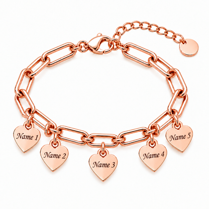 Personalized Heart Charm Bracelet with Custom Names – A Gift Full of Love