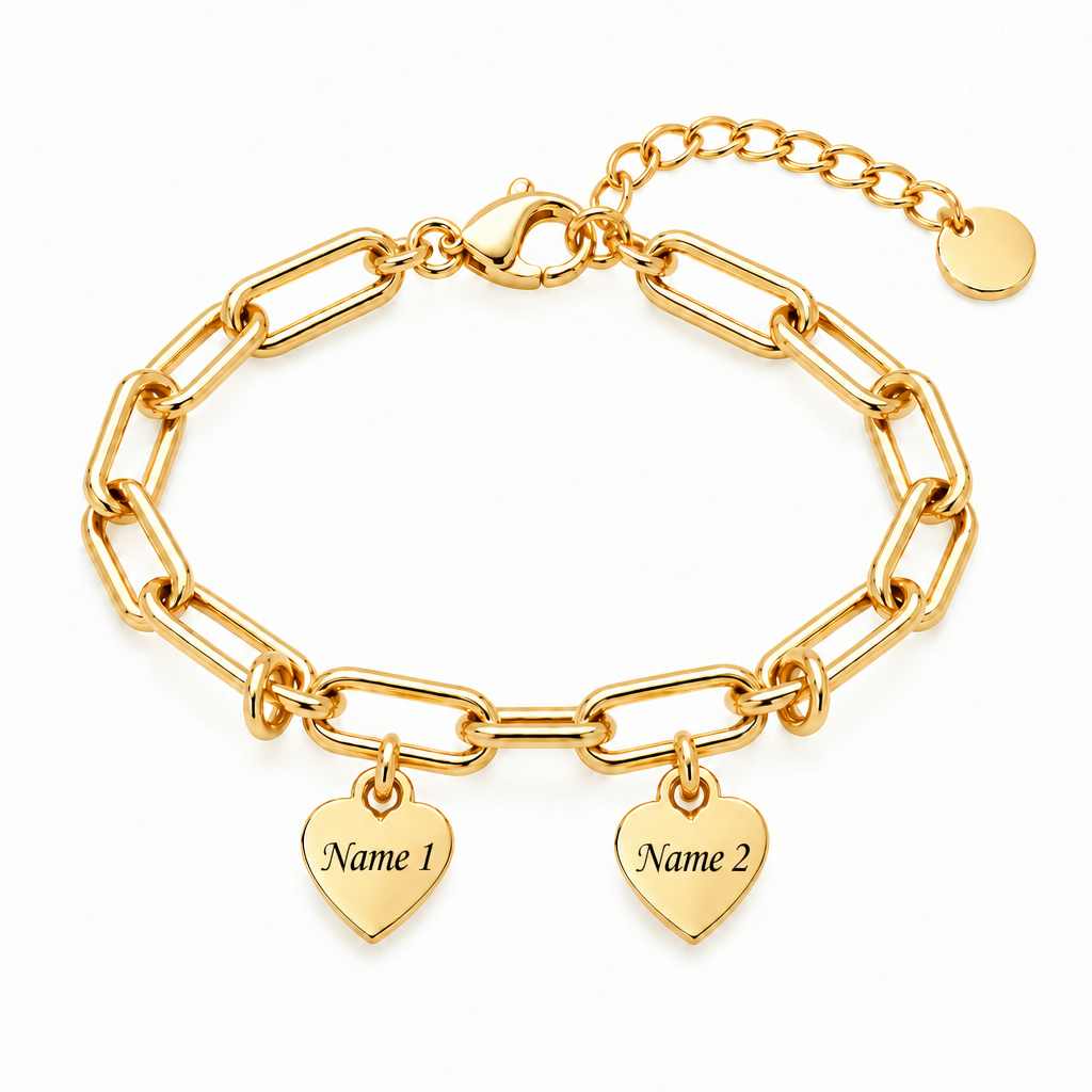 Personalized Heart Charm Bracelet with Custom Names – A Gift Full of Love