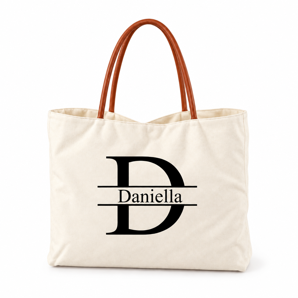 Custom Initial & Name Handbag – Minimalist Personalized Tote Bag for Women