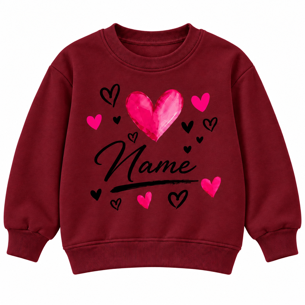 Custom Name Love Heart Sweatshirt – Personalized Kids Clothing for Everyday Wear