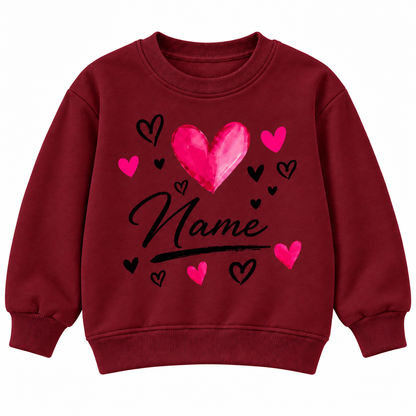 Custom Name Love Heart Sweatshirt – Personalized Kids Clothing for Everyday Wear
