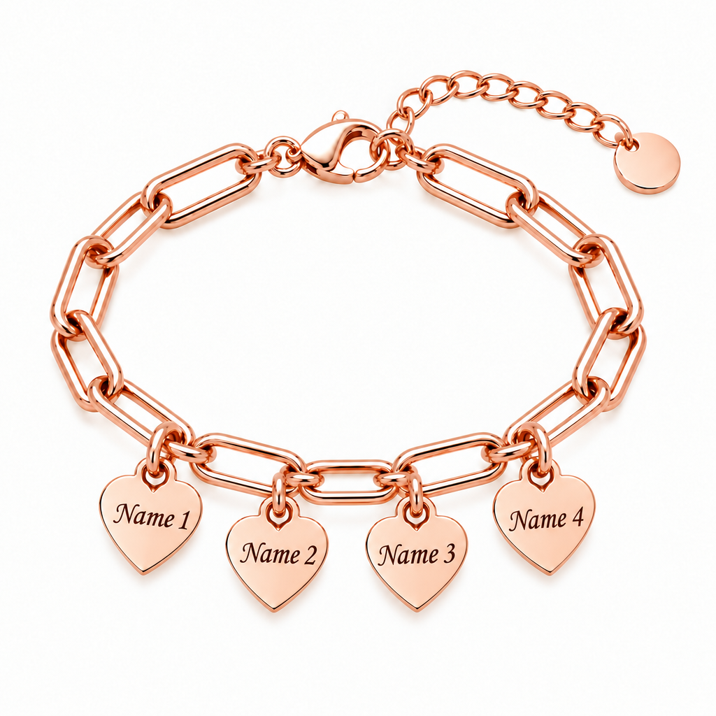 Personalized Heart Charm Bracelet with Custom Names – A Gift Full of Love