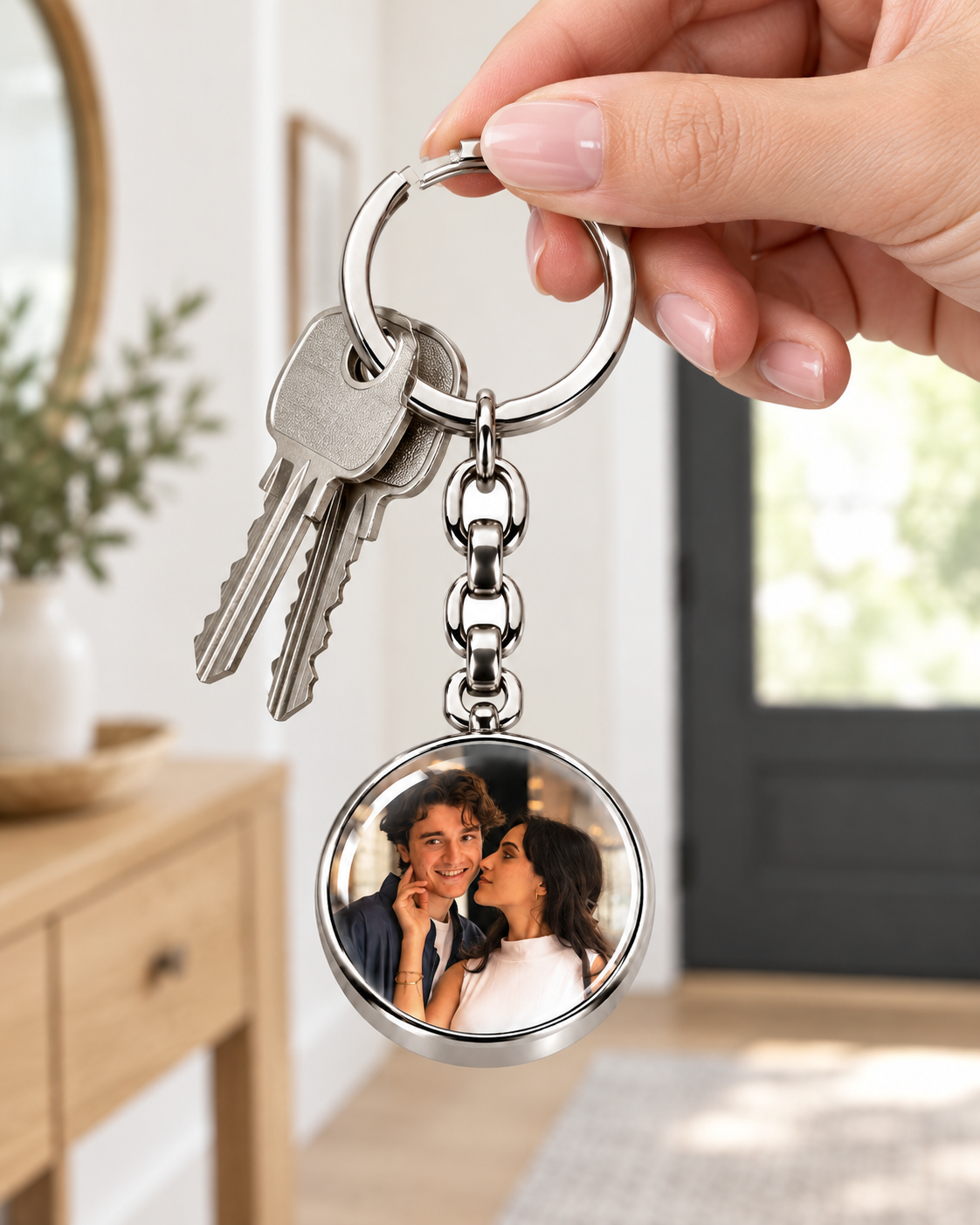A melhor ideia de presente! O seu animal de estimação, os seus entes queridos, porta-chaves personalizado com retrato chibi para todas as ocasiões.
