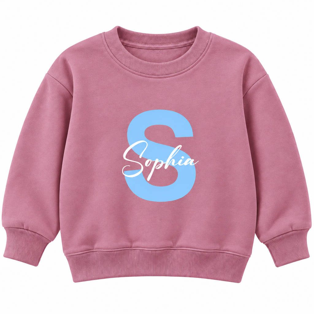Personalized Initial & Name Sweatshirt for Kids – Custom Letter Pullover, Cute Gift for Girls and Boys