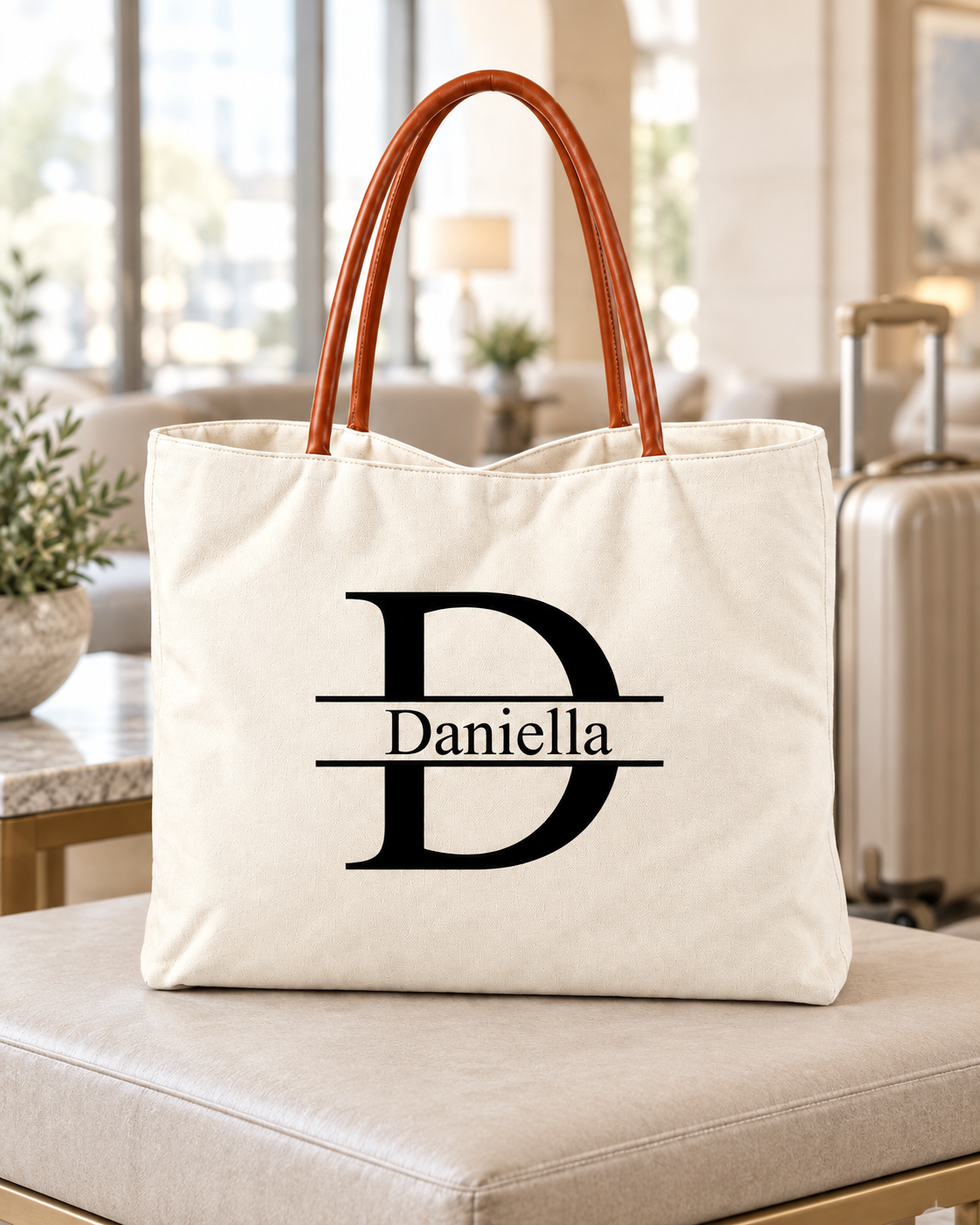 Custom Initial & Name Handbag – Minimalist Personalized Tote Bag for Women