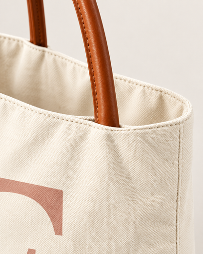 Personalized Flower Initial Tote Bag – Custom Name, Chic & Elegant Everyday Bag