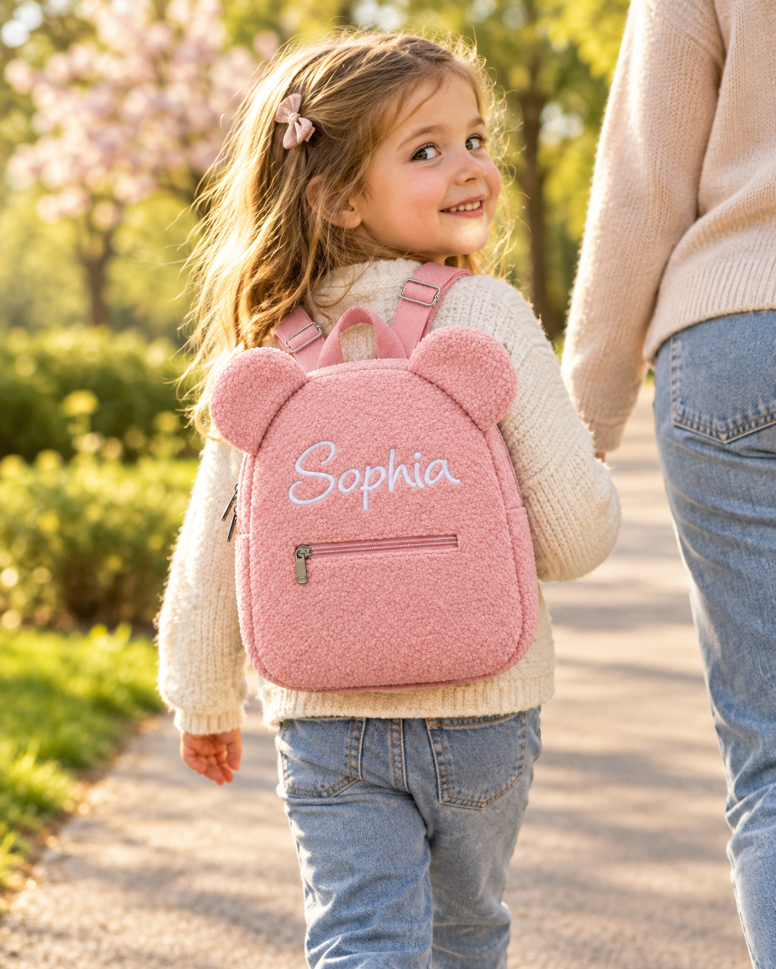 Personalized Teddy Bear Backpack with Custom Name – Cute Plush Backpack for Kids