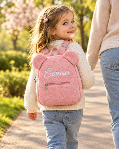 Personalized Teddy Bear Backpack with Custom Name – Cute Plush Backpack for Kids