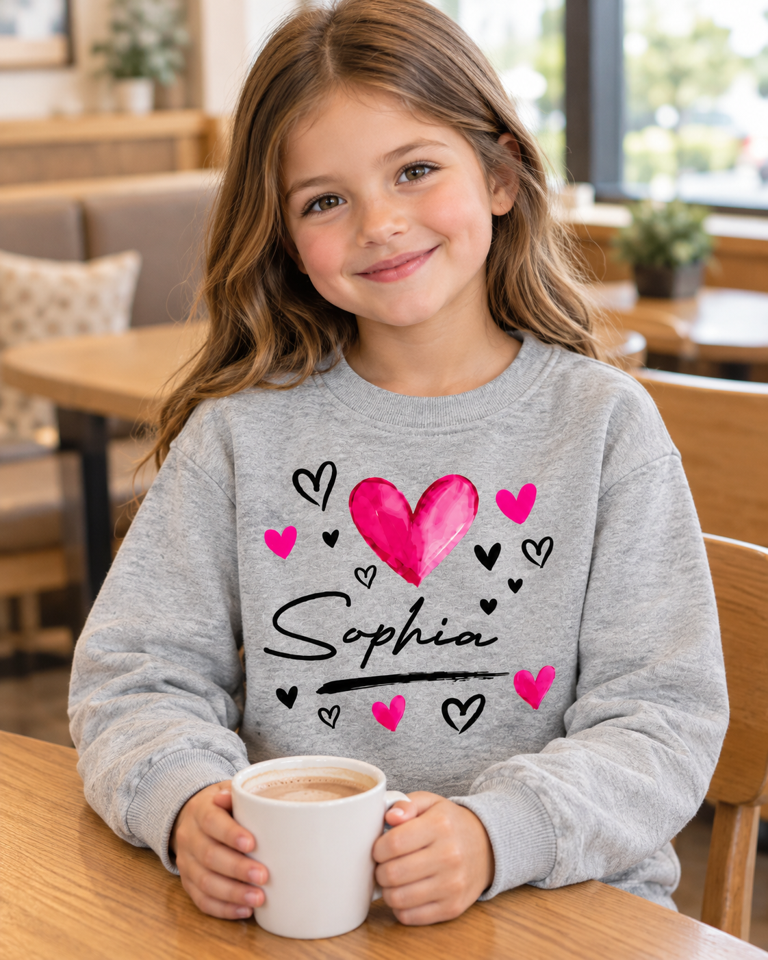 Custom Name Love Heart Sweatshirt – Personalized Kids Clothing for Everyday Wear