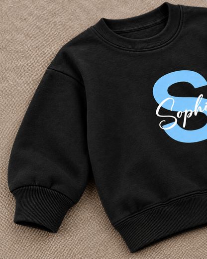 Personalized Initial & Name Sweatshirt for Kids – Custom Letter Pullover, Cute Gift for Girls and Boys