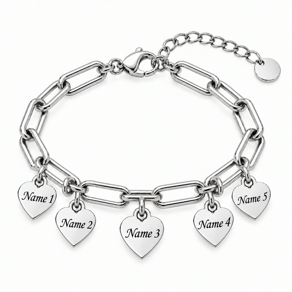 Personalized Heart Charm Bracelet with Custom Names – A Gift Full of Love