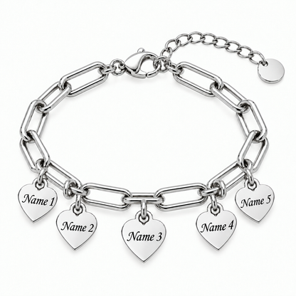 Personalized Heart Charm Bracelet with Custom Names – A Gift Full of Love