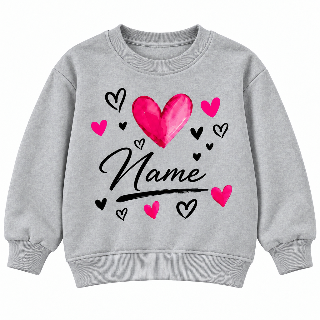 Custom Name Love Heart Sweatshirt – Personalized Kids Clothing for Everyday Wear