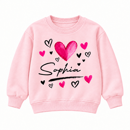 Custom Name Love Heart Sweatshirt – Personalized Kids Clothing for Everyday Wear